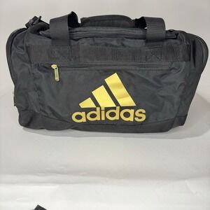 adidas Duffel Bag Gym Bag Black And Gold With Inside Zipper Pouch